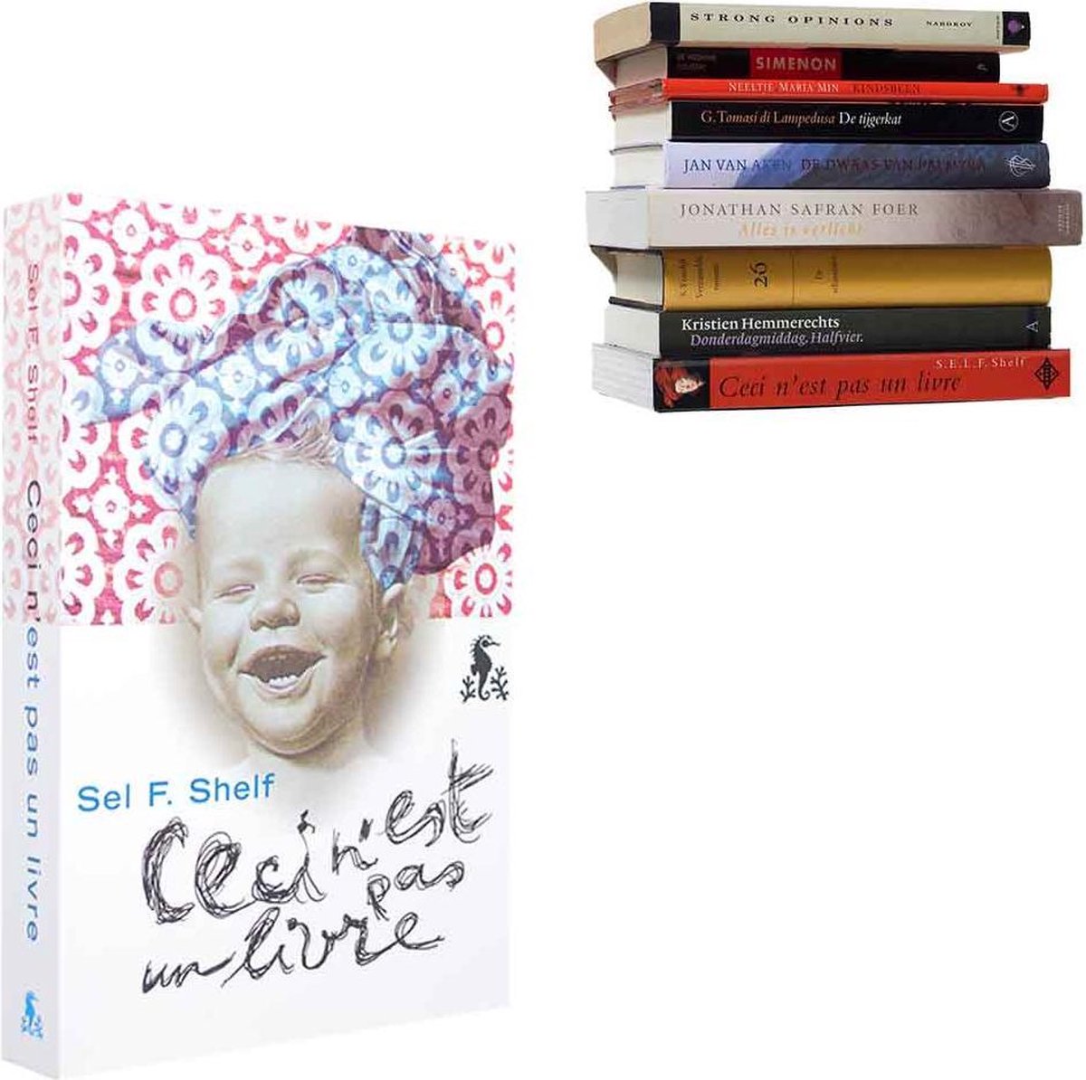 Boekenplank - Selfshelf - Baby - Roze - Blauw - Ceci n'est pas un livre - L 22 x B 15 x H 3 cm