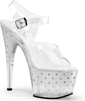 Pleaser Sandaal met enkelband, Paaldans schoenen -38 Shoes- STARDUST-708T Paaldans schoenen Transparant