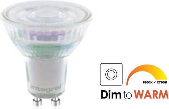 Integral  Rexel Led-lamp - GU10 - 0K Wit licht - 5 Watt - Dimbaar