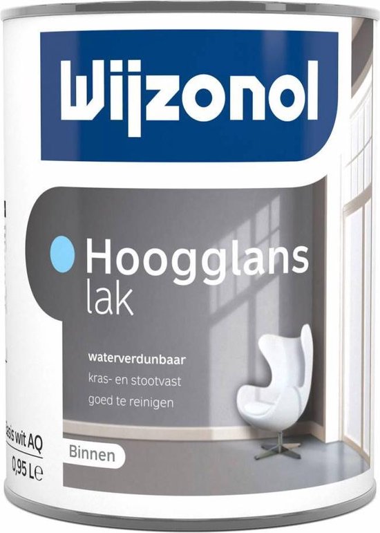 Wijzonol Interieur Lak Acryl Hoogglans Wit (1 liter) / Hoogglanslak Wit Waterverdunbaar (1 liter)