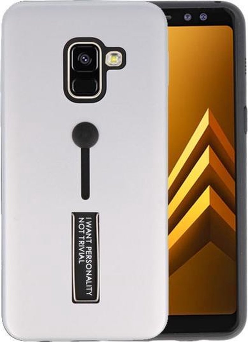 Zilver Stand Case hoesje voor Samsung Galaxy A8 2018