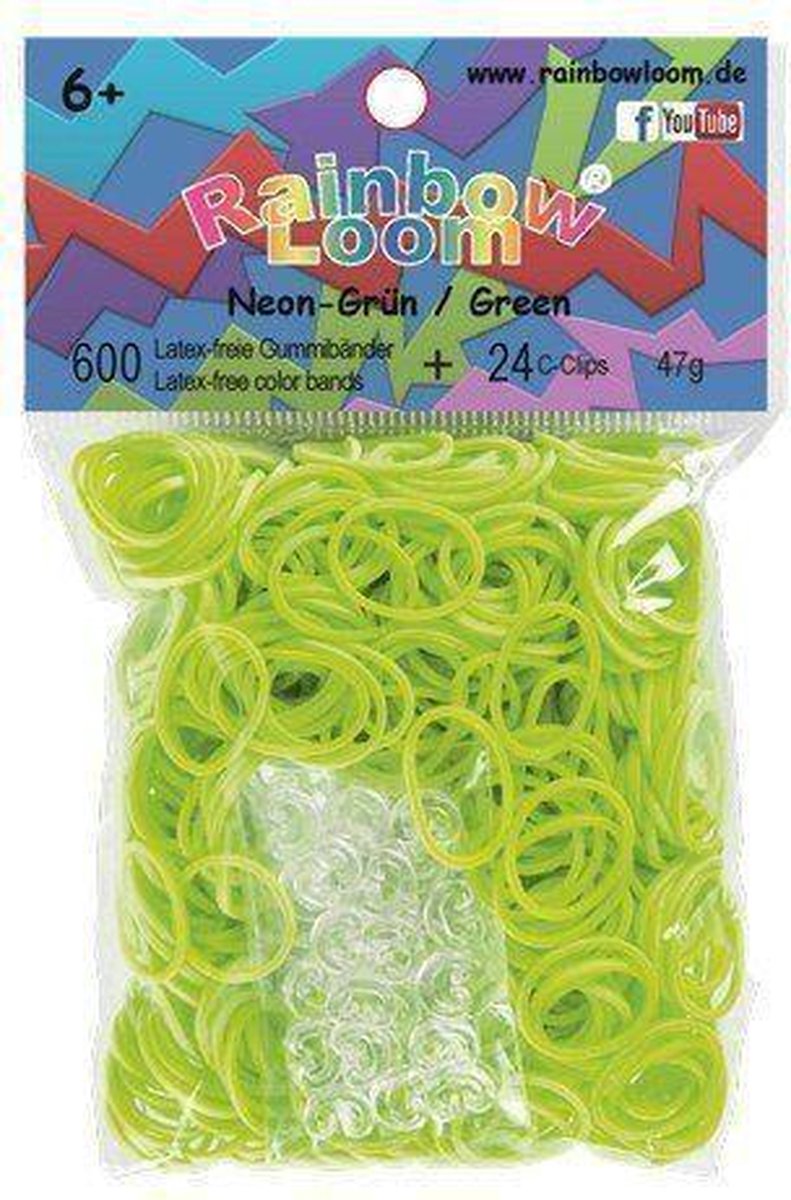 Rainbow Loom Elastiekjes - Neon Groen Bandjes - 600 stuks