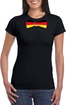 Zwart t-shirt met Duitse vlag strikje dames - Duitsland supporter M