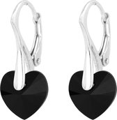 ARLIZI 1036 Boucles d'oreilles Swarovski Crystal Heart - Femme - Argent Sterling 925 - 2,5 cm - Zwart