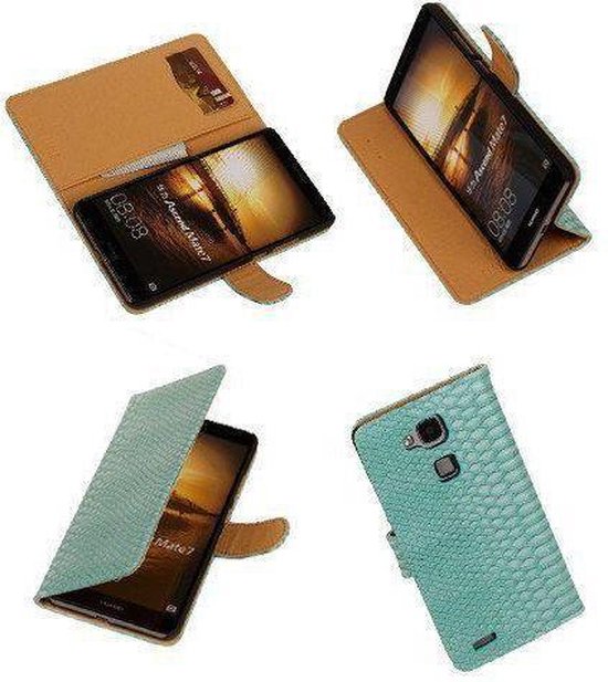 Worstelen vuist Helm Slang Turquoise Huawei Ascend Mate 7 Bookcase Cover Hoesje | bol.com