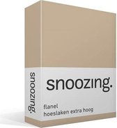 Snoozing - Flanel - Hoeslaken - Extra Hoog - Lits-jumeaux - 180x210/220 cm - Camel