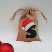 Jute kerst zakje - letter S