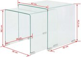 Bijzettafel set 2-dlg transparant gehard glas (incl. vloerviltjes)