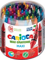7x Carioca waskrijt Wax Maxi, plastic pot met 50 stuks in geassorteerde kleuren