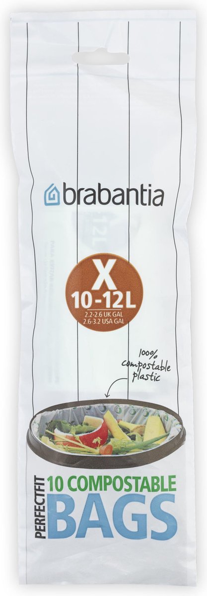 Goedkoopste Brabantia PerfectFit Composteerbare Vuilniszakken - 10/12 l - Code X - 10 stuks