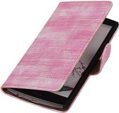 Hagedis Bookstyle Hoes - Wallet Case Telefoonhoesje - Geschikt voor LG G4 Roze
