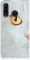 Huawei P30 Lite Uniek Standcase Hoesje Witte Kat