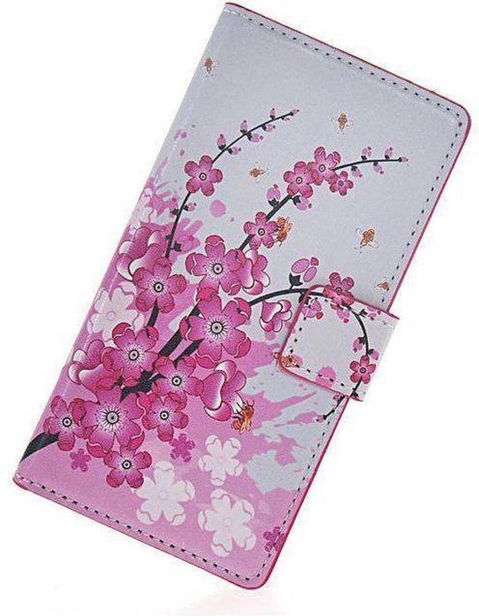 iPhone 4 4s agenda hoesje tasje wallet roze bloemen