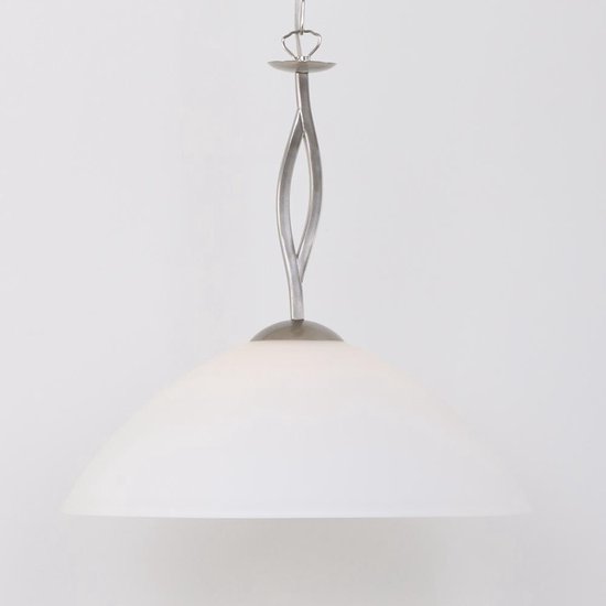 Steinhauer Capri - Lampe à suspension - 1 lumière - Acier - Verre d'albâtre Wit
