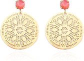 OORBELLEN MET SWAROVSKI EN ORNAMENT - ORANJE GOUD - N19SS036 - ZATTHU JEWELRY