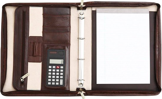 Italian Leather Folio with Retractable Handels - Business Conference Folder (7121 BR)