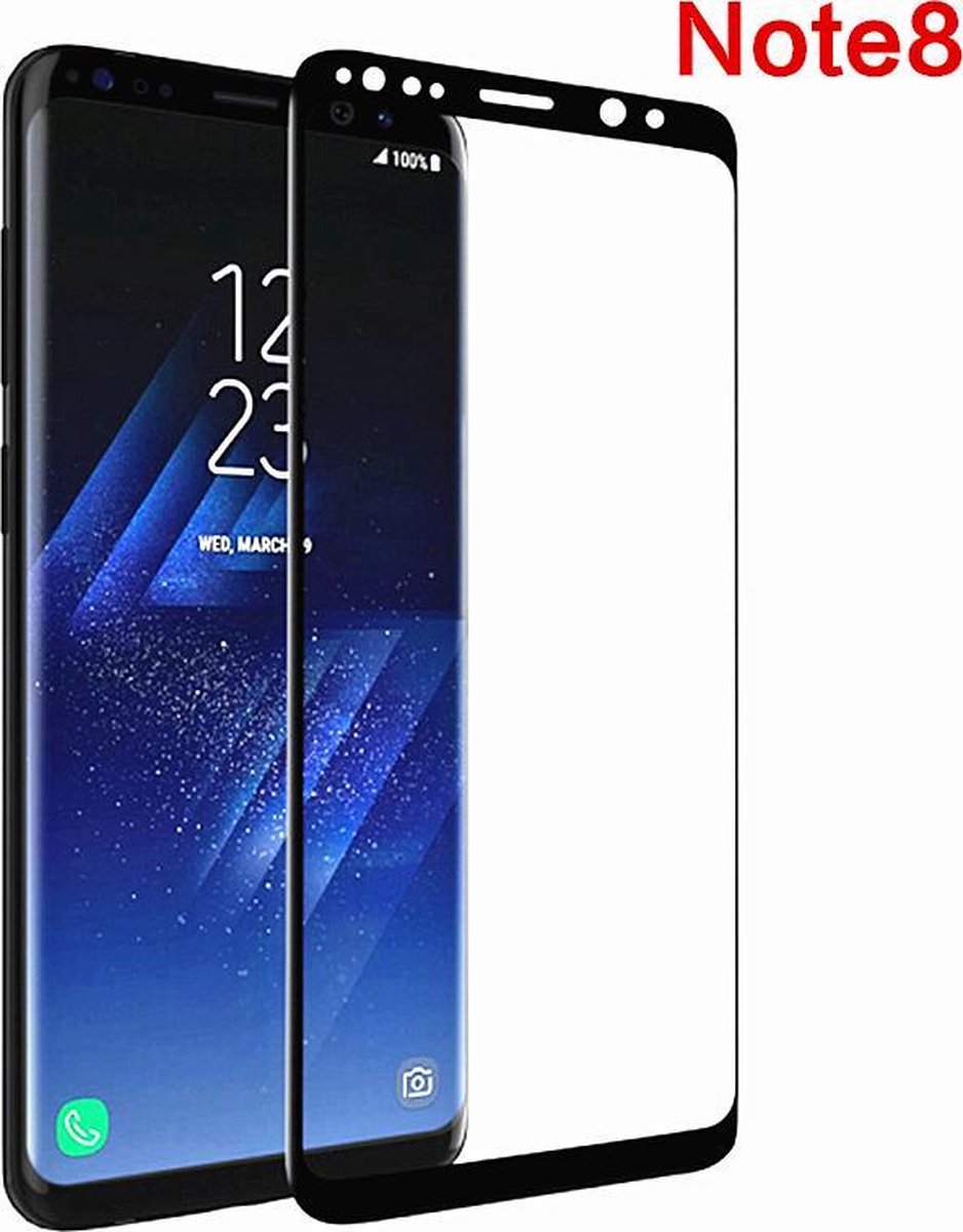 Samsung Glazen screenprotector Samsung Galaxy Note8 3D volledig scherm bedekt explosieveilige gehard glas Screen beschermende Glas Cover Film zwart
