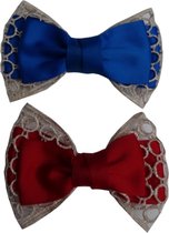 Jessidress Elegante Set van haarclips met grote haarstrik - Blauw/Rood