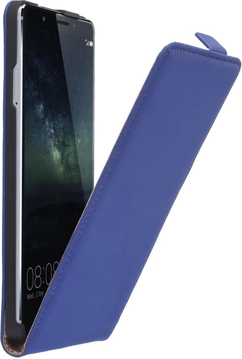Blauw lederen flip case Huawei Mate S cover hoesje