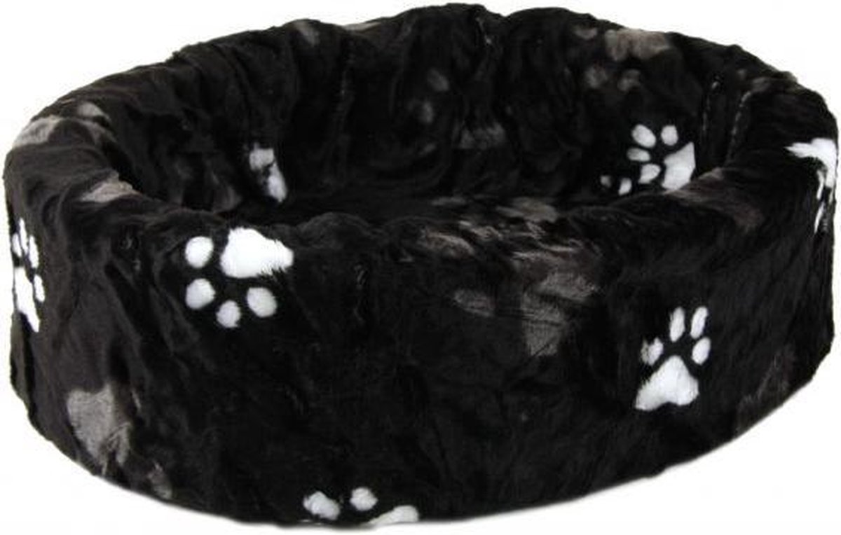 Petcomfort Bontmand Kattenmand/Hondenmand - Pootprint Zwart - 46x40x13 cm