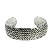 Open bangle zilverkleur met motief