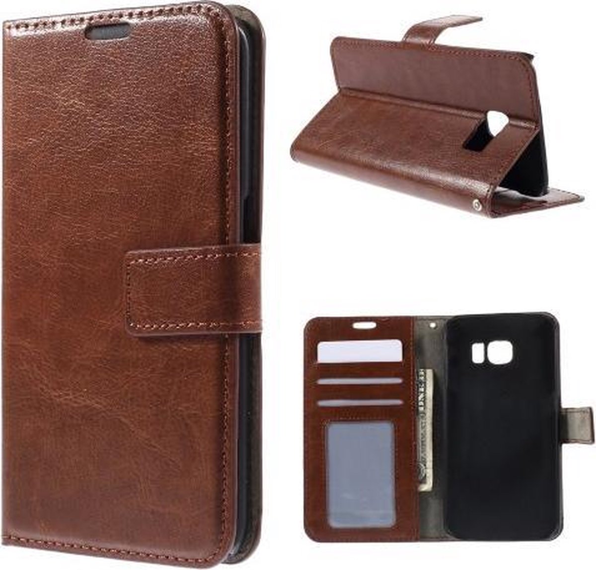 Cyclone wallet hoesje Samsung Galaxy S6 Edge bruin