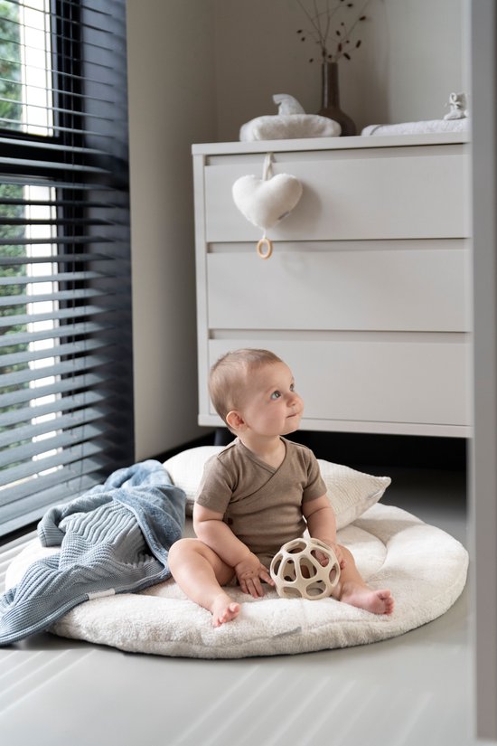 Baby's Only Couverture pour berceau Grace teddy - Couverture Bébé en coton et acrylique - Motif à chevrons - Couverture d'automne et d'hiver - TOG 2.4 - 100 x 135 cm - Beige