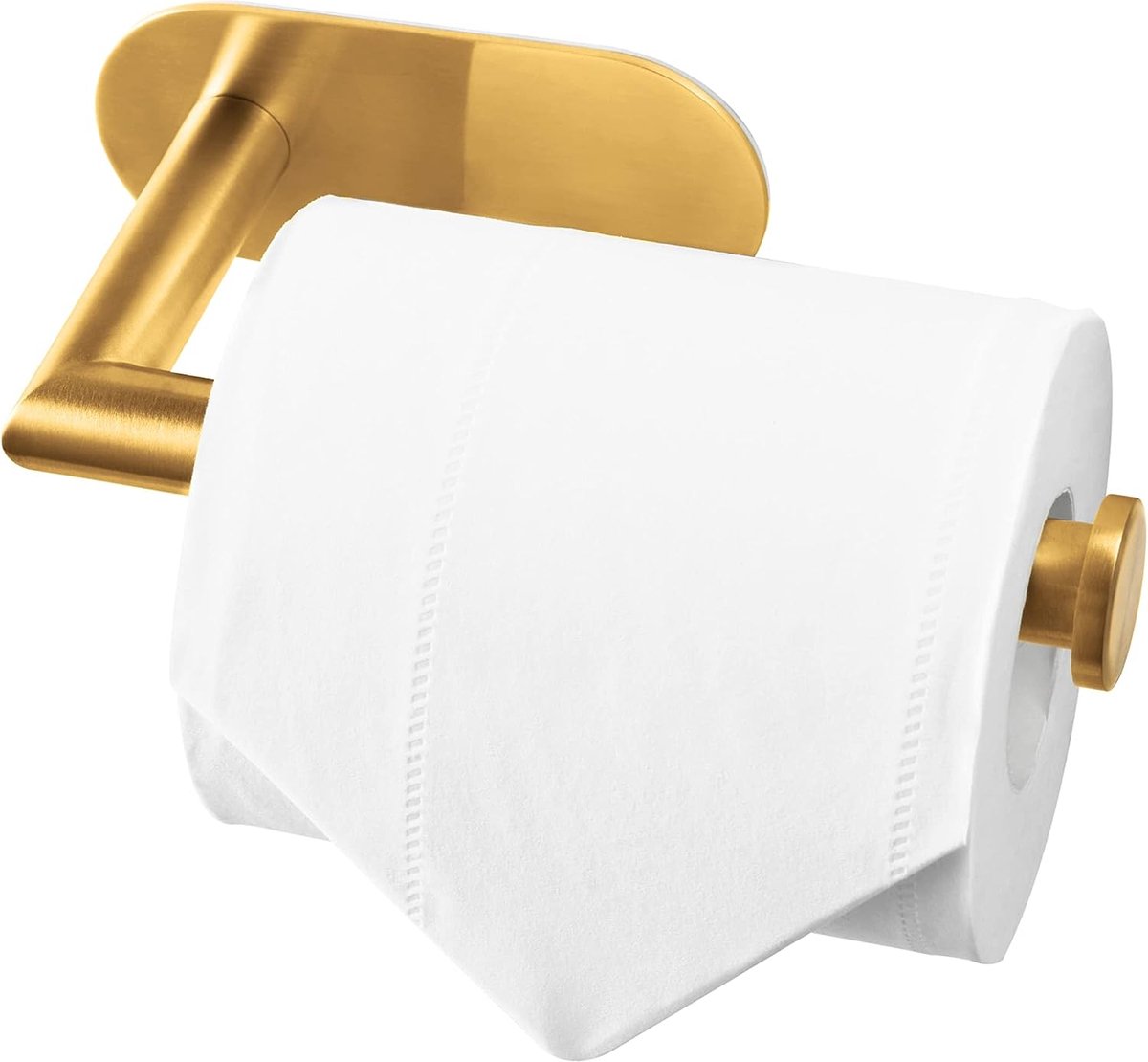 Toiletrolhouder RVS goud - Zonder boren - Voor wc of badkamer - Roestvrij staal
