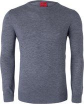 OLYMP Level 5 body fit trui wol met zijde - O-hals - zilver grijs - Maat: L