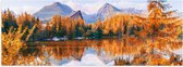 Poster (Mat) - Bergen - Huis - Meer - Water - Bomen - 60x20 cm Foto op Posterpapier met een Matte look
