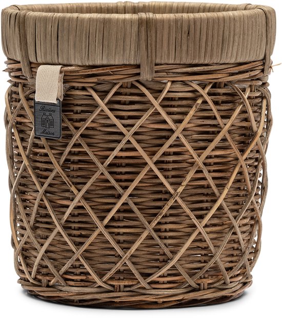Riviera Maison Bloempot Voor Binnen Naturel - Rustic Rattan Diamond Weave Planter S