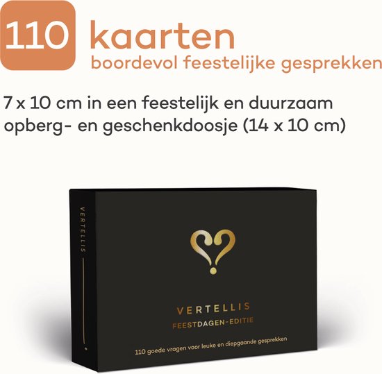 Vertellis Vragenspel Feestdagen-editie XL - Perfect Kerstcadeau - Gespreksstarters voor kerst