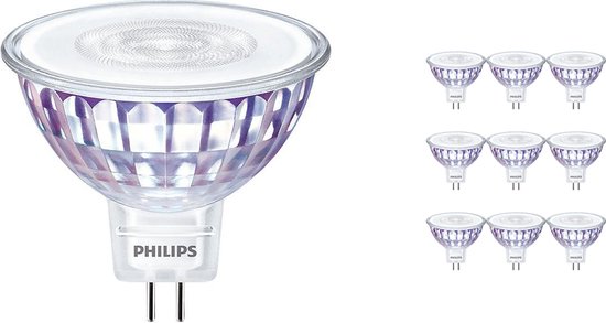 Voordeelpak 10x Philips Master Value LEDspot GU5.3 MR16 7.5W 660lm 60D - 940 Koel Wit | Beste Kleurweergave - Dimbaar - Vervangt 50W