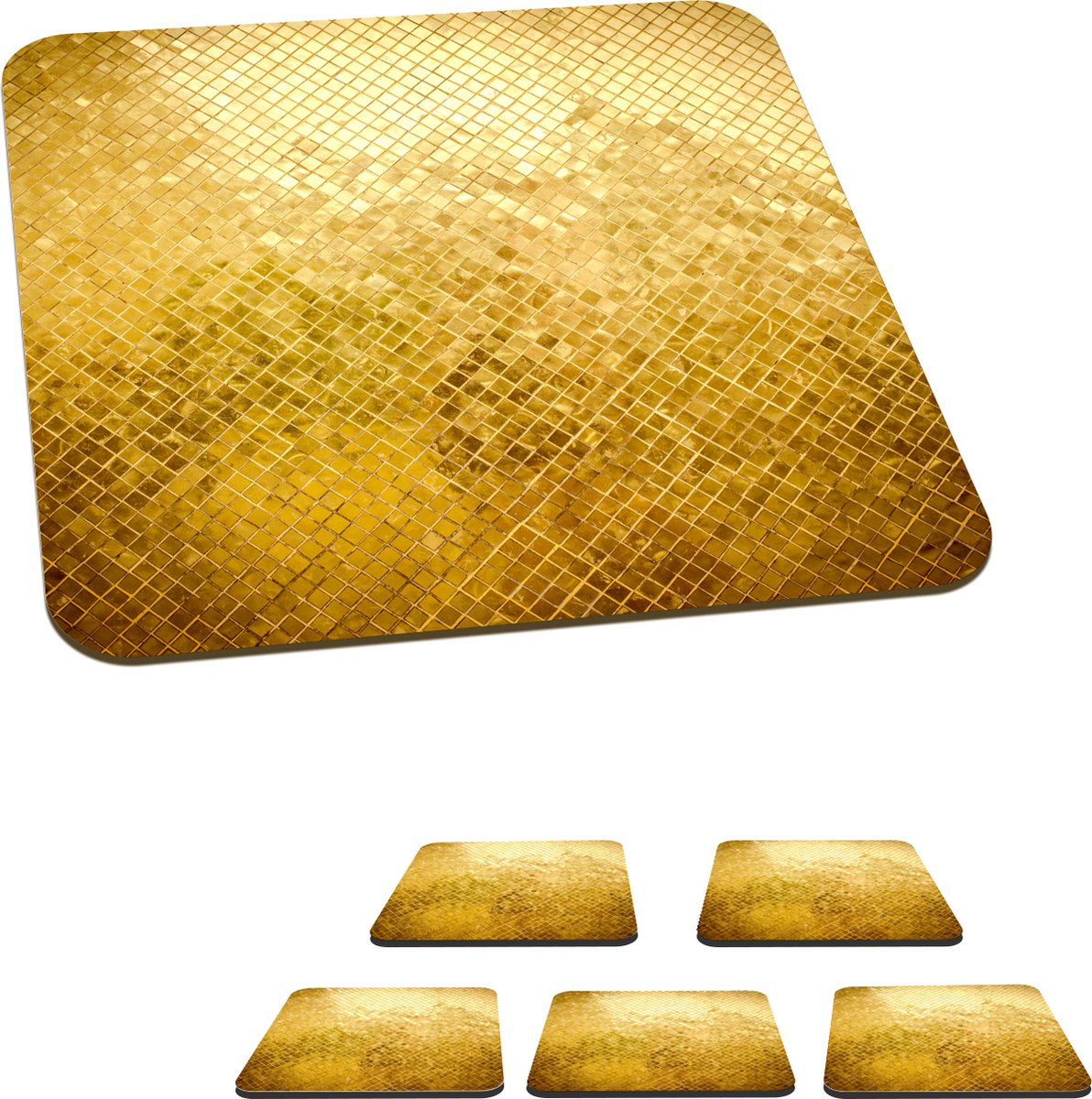 Onderzetters voor glazen - Goud - Design - Abstract - 10x10 cm - Glasonderzetters - 6 stuks