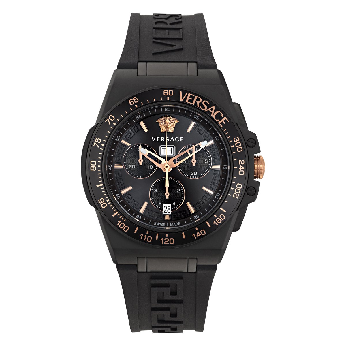 Versace Greca Extreme Chrono VE7H00323 Horloge - Siliconen - Zwart - Ø 45 mm