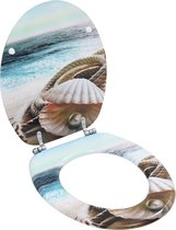 The Living Store Toiletbril Shell Design - MDF - Chroom-zinklegering - 42.5 x 35.8 cm - 43.7 x 37.8 cm - 28 x 24 cm - 5 cm hoog