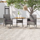 The Living Store Tuinset - Acaciahout - Poly rattan - Grijs - Ø80x75 cm