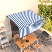 The Living Store Buitenluifel - uitschuifbaar - 3 x 2.5 m - polyester PU-coating - blauw/wit - aluminium frame