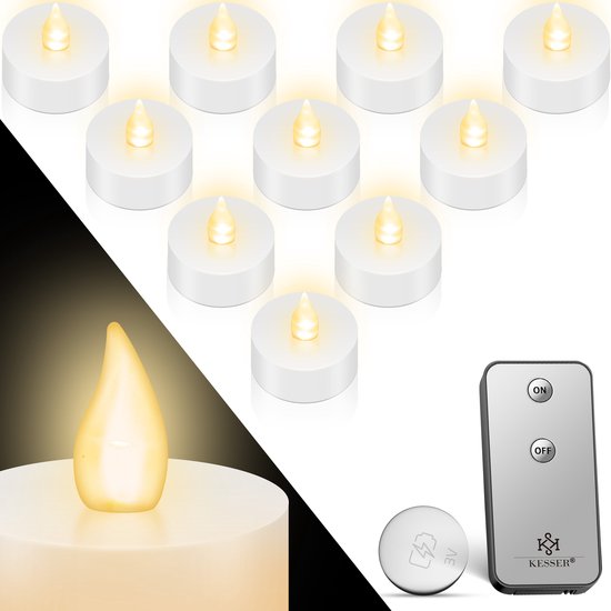 KESSER® 10 bougies chauffe-plat LED avec télécommande et batterie