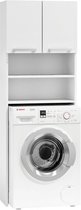 Armoire pour machine à laver Modern Home avec 2 portes et 4 étagères - Convient aux machines à laver jusqu'à 89 x 60,8 cm - Conversion de machine à laver - Wit
