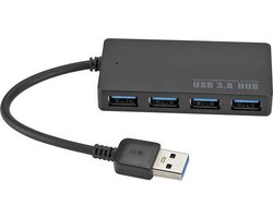CHPN - Hubje - USB - 4 poorts - USB 3.0 - Aluminium USB-Hub - Laptoppoort - 4 Poorten - Extra USB aansluiting - Zwart