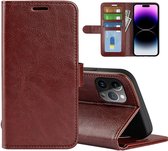 iPhone 15 Pro Max Hoesje - MobyDefend Wallet Book Case (Sluiting Achterkant) - Bruin - GSM Hoesje - Telefoonhoesje Geschikt Voor iPhone 15 Pro Max