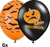 Halloween ballonnen bats & pumpkins mix , 6 st., latex, vleermuizen/pompoen afbeeldingen