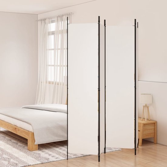 The Living Store Kamerscherm - 4 Panelen - 200 x 220 cm - Wit - Duurzaam polyester - Inklapbaar