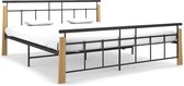 The Living Store Metalen Bedframe - Massief Eikenhout - 206 x 193 x 86 cm - Zwart