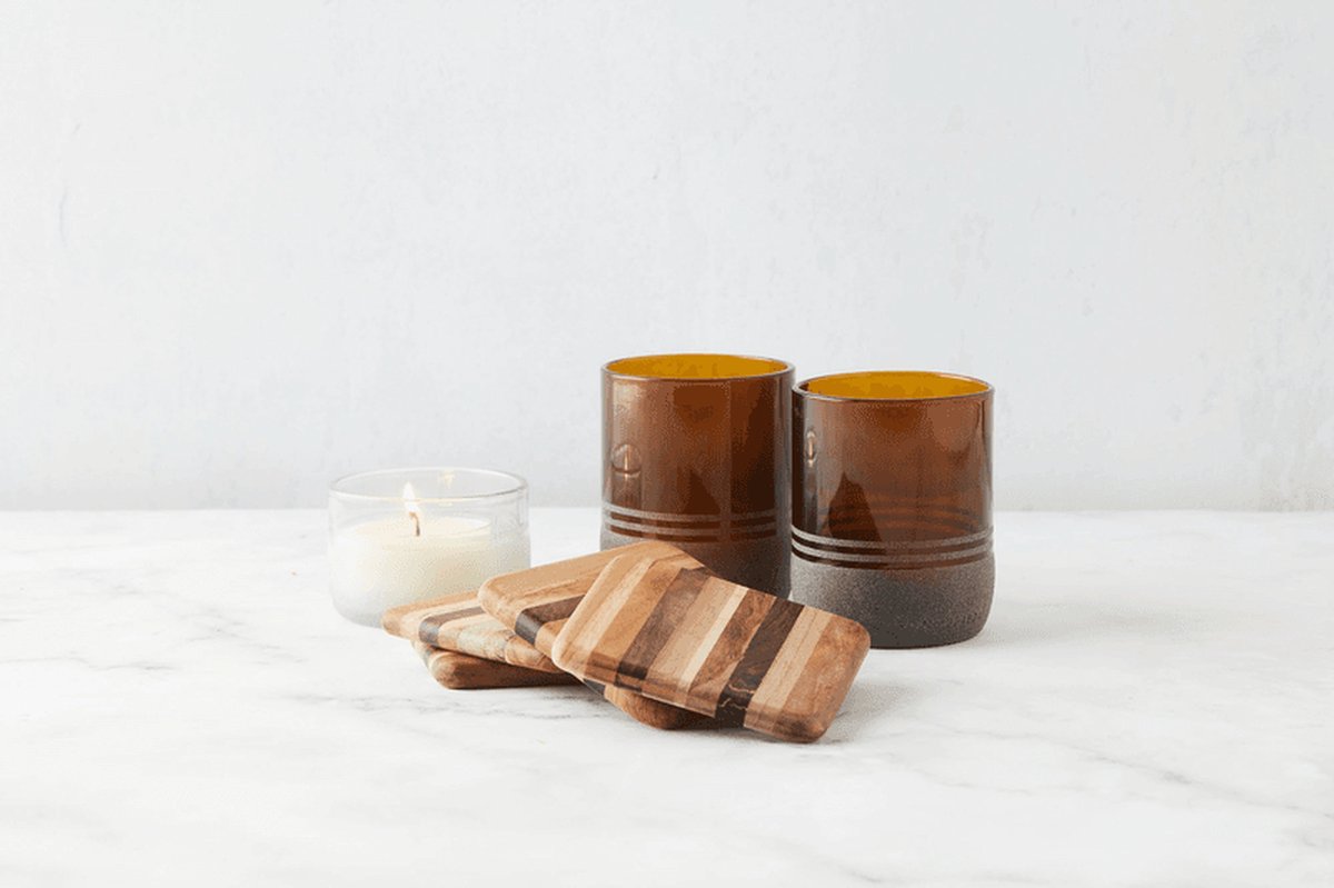 Point Virgule set van 4 glasonderzetters hout