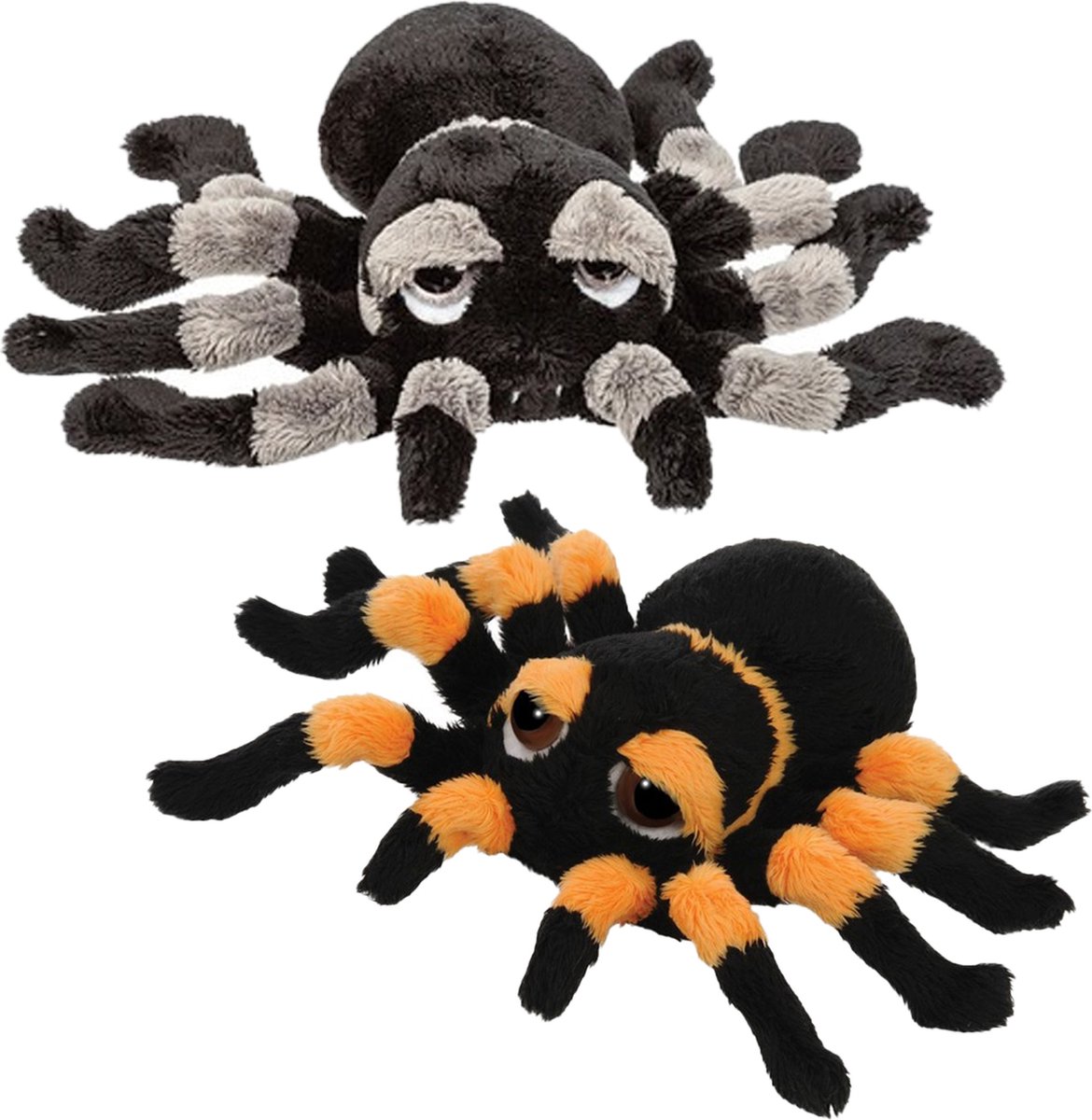 Suki gifts Pluche knuffel spinnen 2x stuks - tarantulas - 13 cm - speelgoed