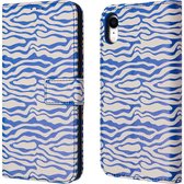 Coque iPhone Xr Avec Porte-Cartes - Smartphone Bookcase Design iMoshion - Rayures Multicolores / White Blue