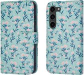 iMoshion Hoesje Met Pasjeshouder Geschikt voor Samsung Galaxy S23 - iMoshion Design Bookcase smartphone - Blauw / Blue Flowers