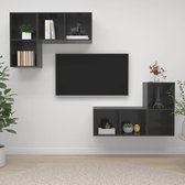 The Living Store Tv-meubelset - Hoogglans grijs - 37 x 37 x 72 cm - 4 stuks